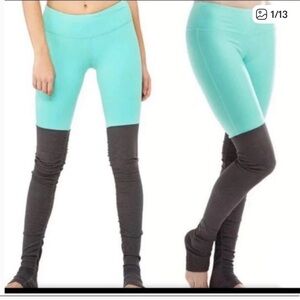 ALO Yoga Goddess Ribbed Leggings Turquoise and Gray Size M Women